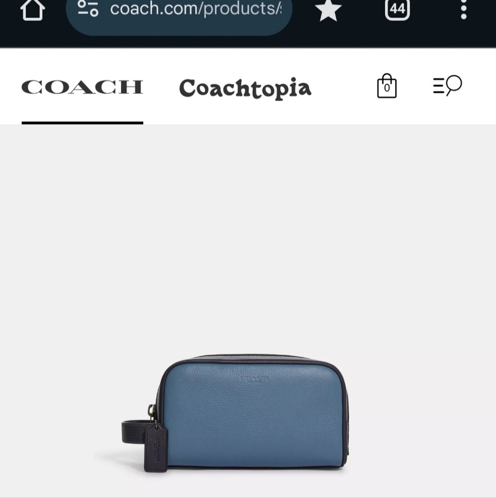 Coach Leather Travel Toiletry Organizer Makeup Hair Cosmetics Small Blue Bag - Picture 13 of 16